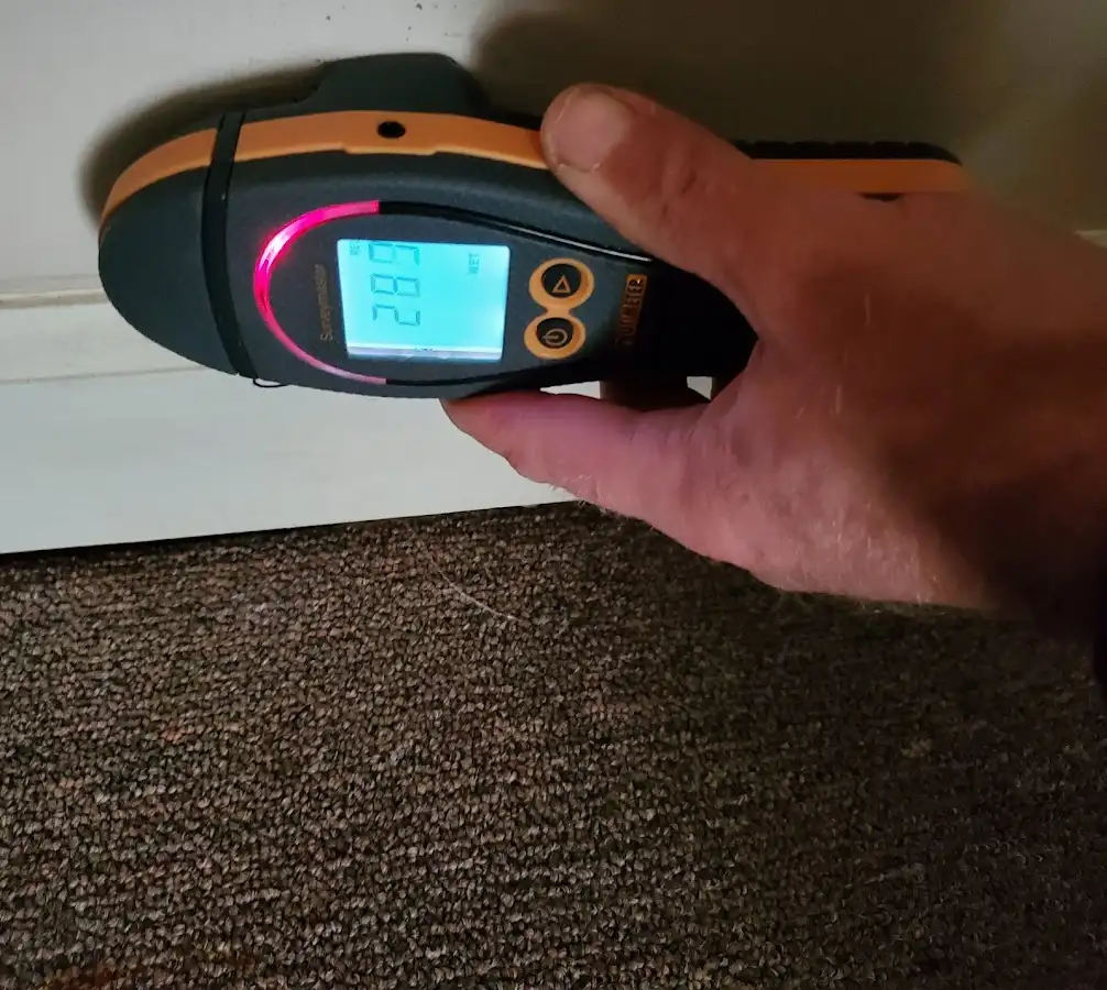 Moisture detection at baseboard during Storm Damage Restoration in Arcadia